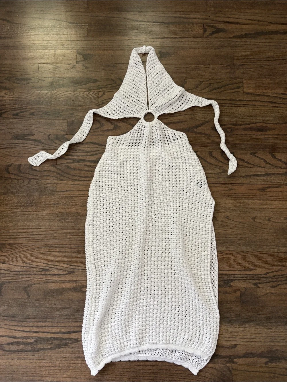 SHEIN White Crochet Halter Swim Coverup